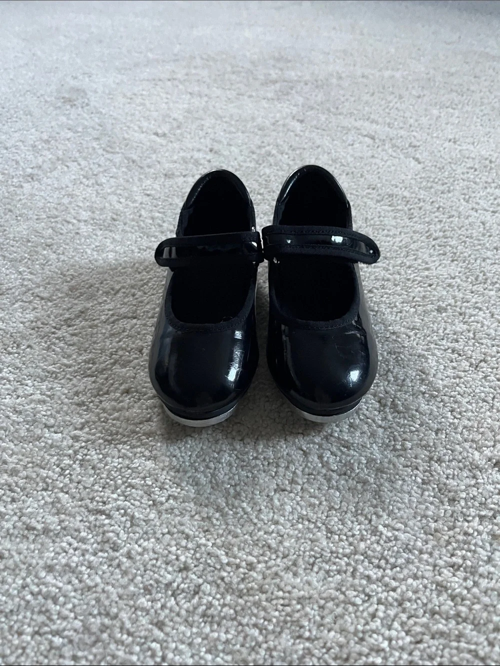 Stelle Girls' Black Patent Mary Jane Dance Tap Shoes with Velcro Strap Sz. 8